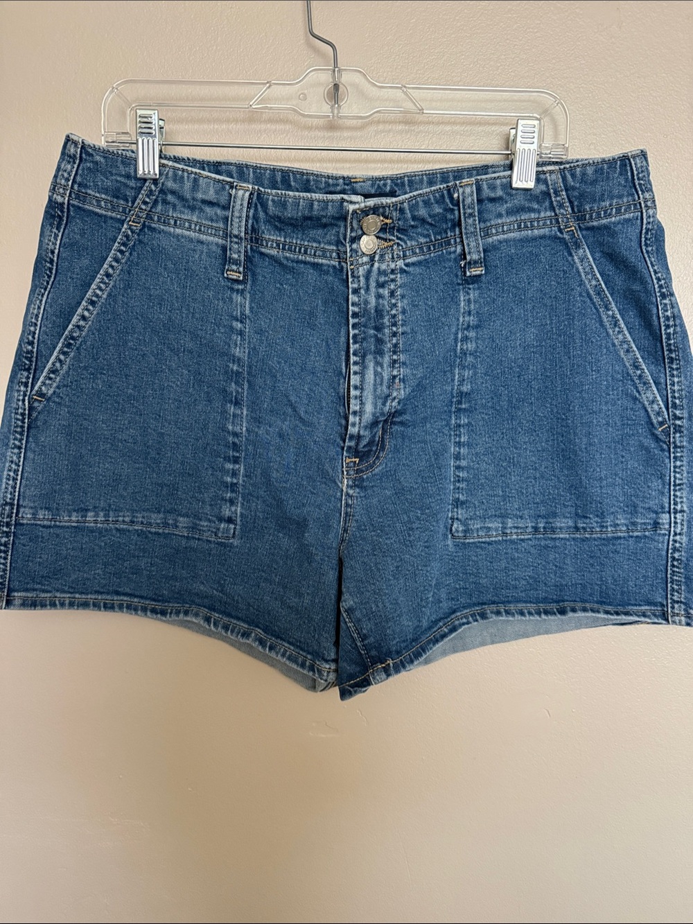 GAP Dark Blue High-Rise Denim Patch Pocket Shorts